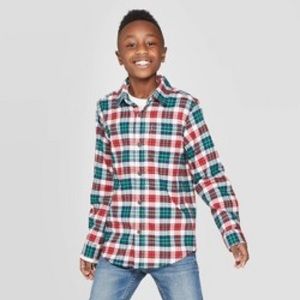 NWT Long Sleeve Button Down Shirt Boy Size L 12 14